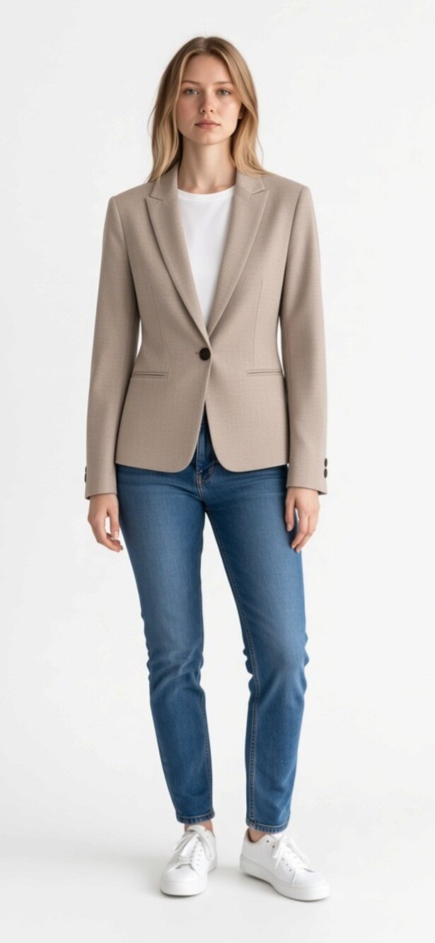 H&M Womens Size 4 Light Beige Tailored Blazer Single Button Notch Lapel